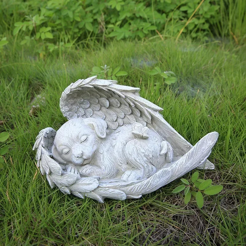 Angel Pet Memorial Stone – Resin Dog & Cat Garden Ornament