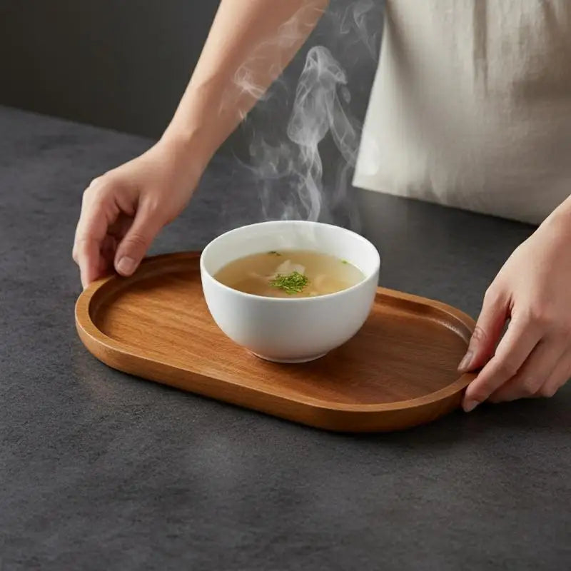 Natural Solid Wood Tray Japanese Style Round Dessert Plate Snack Fruit Dish Wooden Tableware Kitchen Food Serving Platter Zpaxo