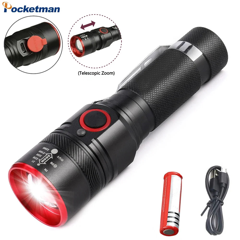 POCKETMAN 1800 Lumen Zoomable LED Flashlight | Waterproof Torch