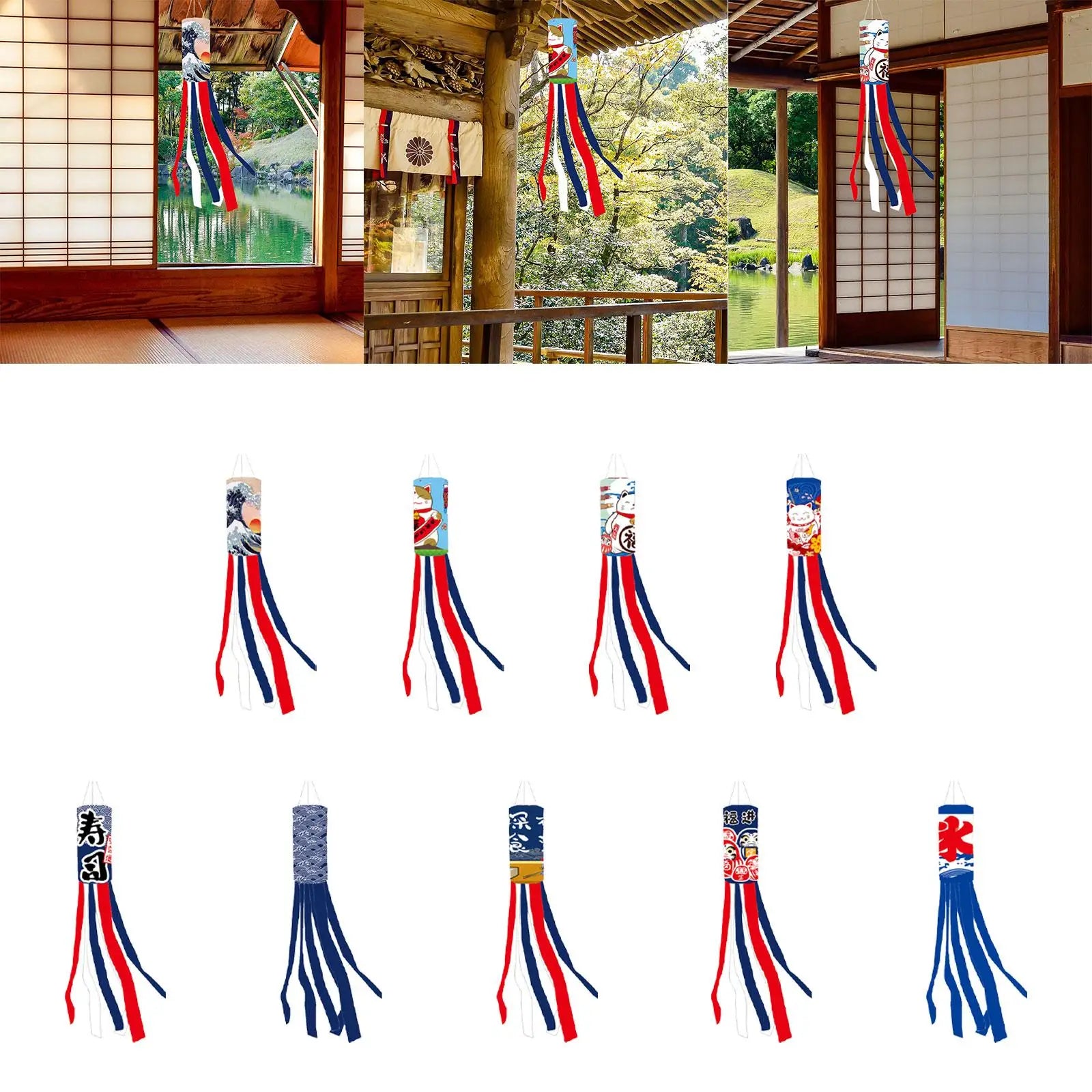 Carp Japanese Wind Pipe Flag Polyester Creative Hanging Decorations for Sushi Bar Restaurant Home Festival Outside Gifts Zpaxo