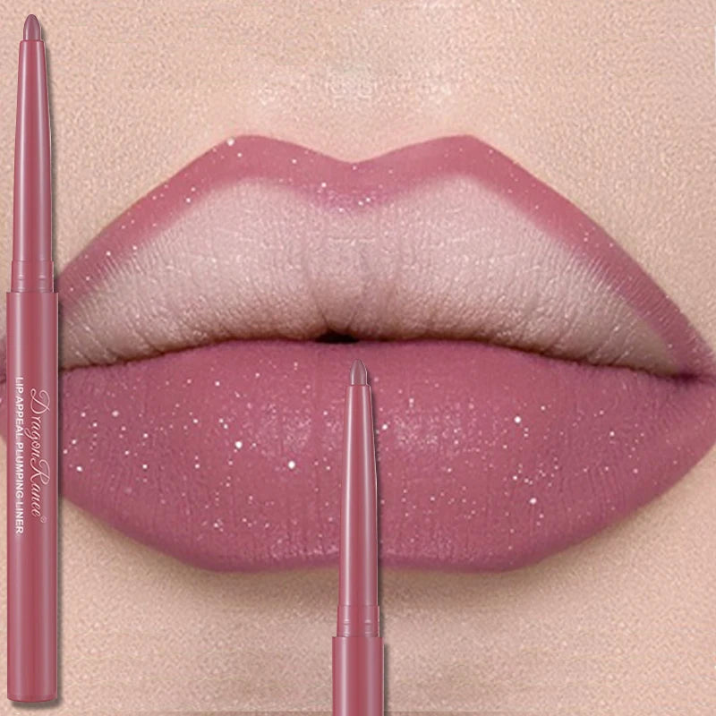 12-Color Matte Fine Glitter Lipstick Pencil Long Lasting Waterproof Non-Stick Lipliner Crayon Velvet Lip Contour Smooth Makeup Zpaxo 04