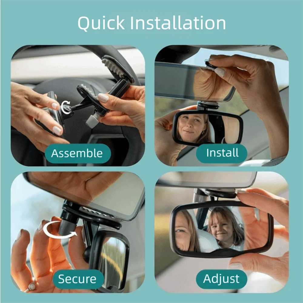 Adjustable Car Baby Rearview Mirror Shatterproof Shakeproof Clip Zpaxo
