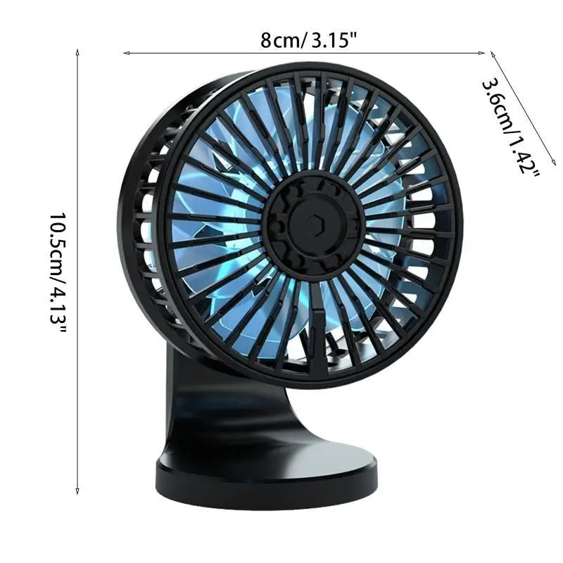 Y1UB Vehicle USB Fan Electric Car Dashboard Mounted 3 Speed 360