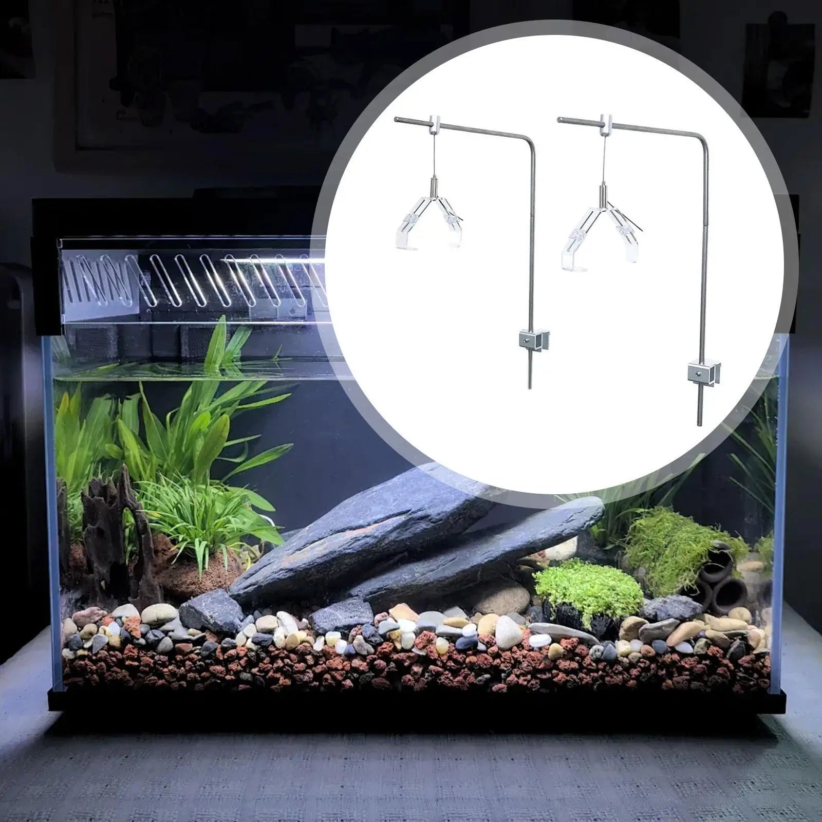 2Pcs Adjustable Aquarium Light Holder Bracket Mount Fish Tank LED Light Rack Hanging Kit for Home Office Fish Saltwater Aquarium Zpaxo