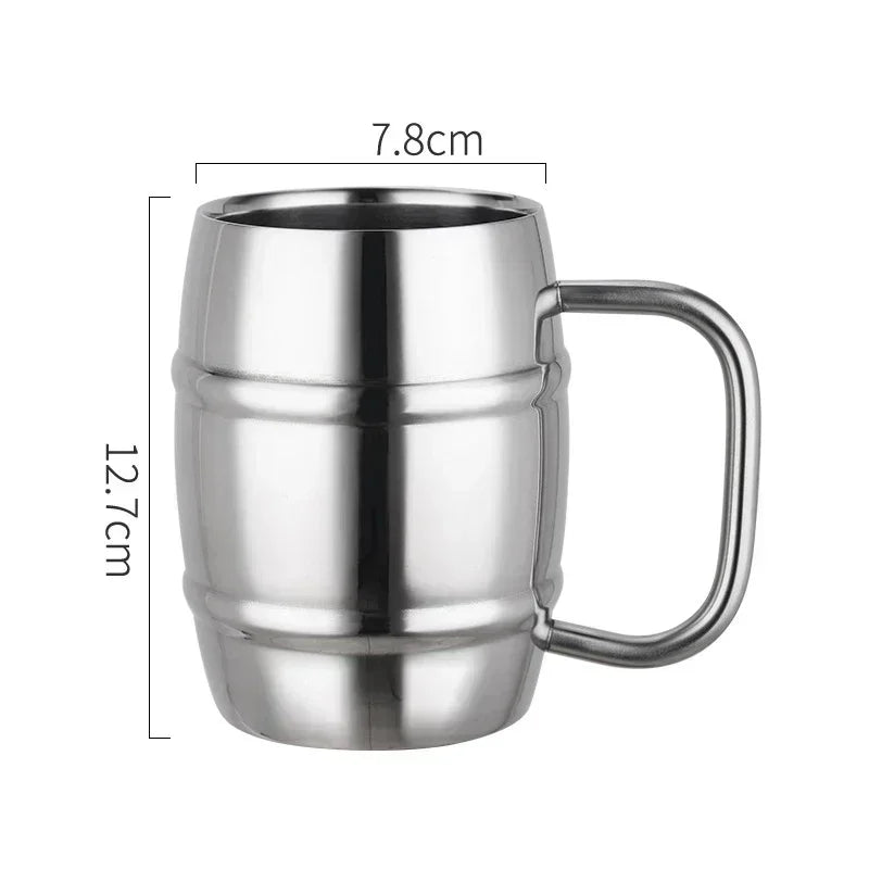 New Double Wall Stainless Steel Beer Mug Portable Coffee Tea Cups Travel Tumbler Office Use Water Cup with Handle Drinkware Zpaxo 500ml 401-500ml
