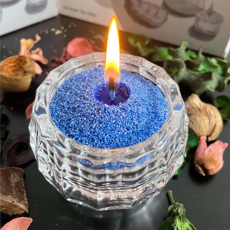 50G Colorful Pearl Candle Set and 5PCS Candle Wicks- Sand Wax, Pearl Candle Wax, for Candle Making, Wedding, Party Handcraft Zpaxo blue 50g 5pcs wick