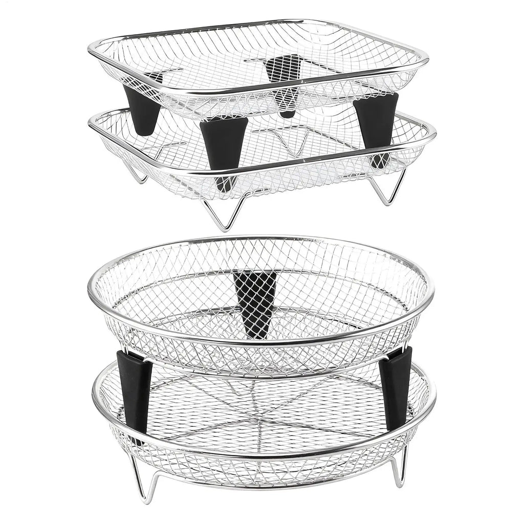Air Fryer Tray Stainless Steel Stackable 2-Piece Rack Oven Broiling