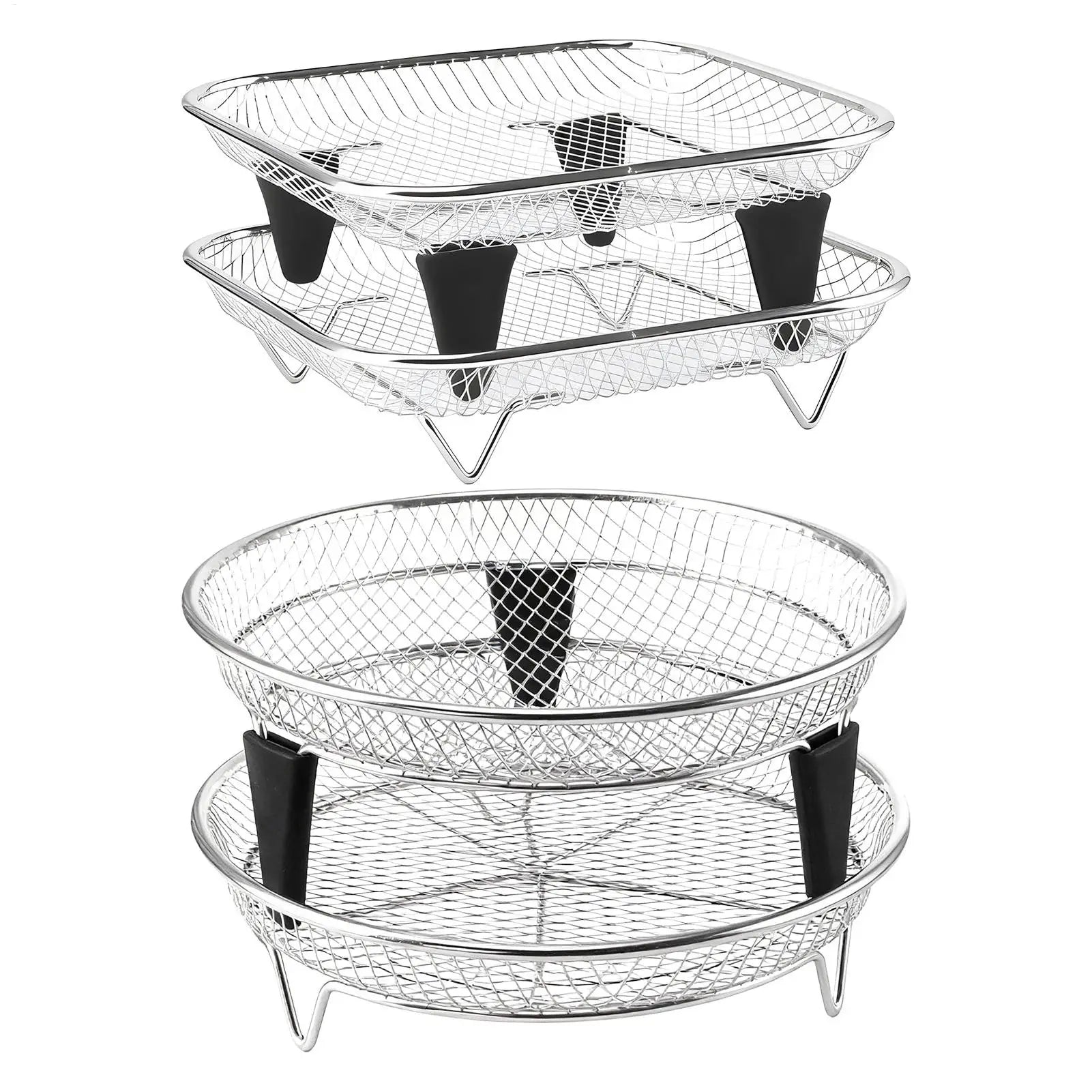 Air Fryer Tray Stainless Steel Stackable 2-Piece Rack Oven Broiling