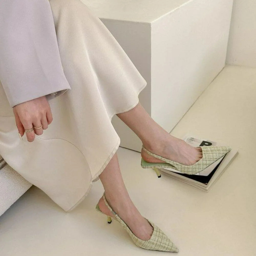 Brand Designer Slingbacks High Heels Pumps Women Pointed Blue Pointed Toe Party Shoes Summer Thin Heeled Sandals High Heel Shoes Zpaxo