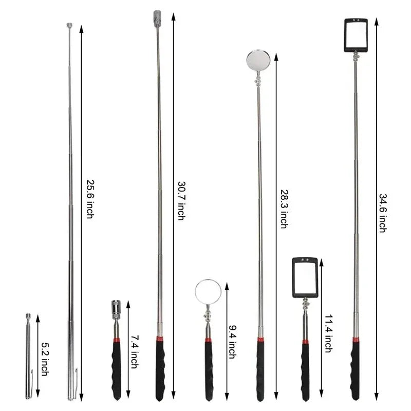 Telescoping Inspection Mirror & Magnetic Pick-Up Tool with LED