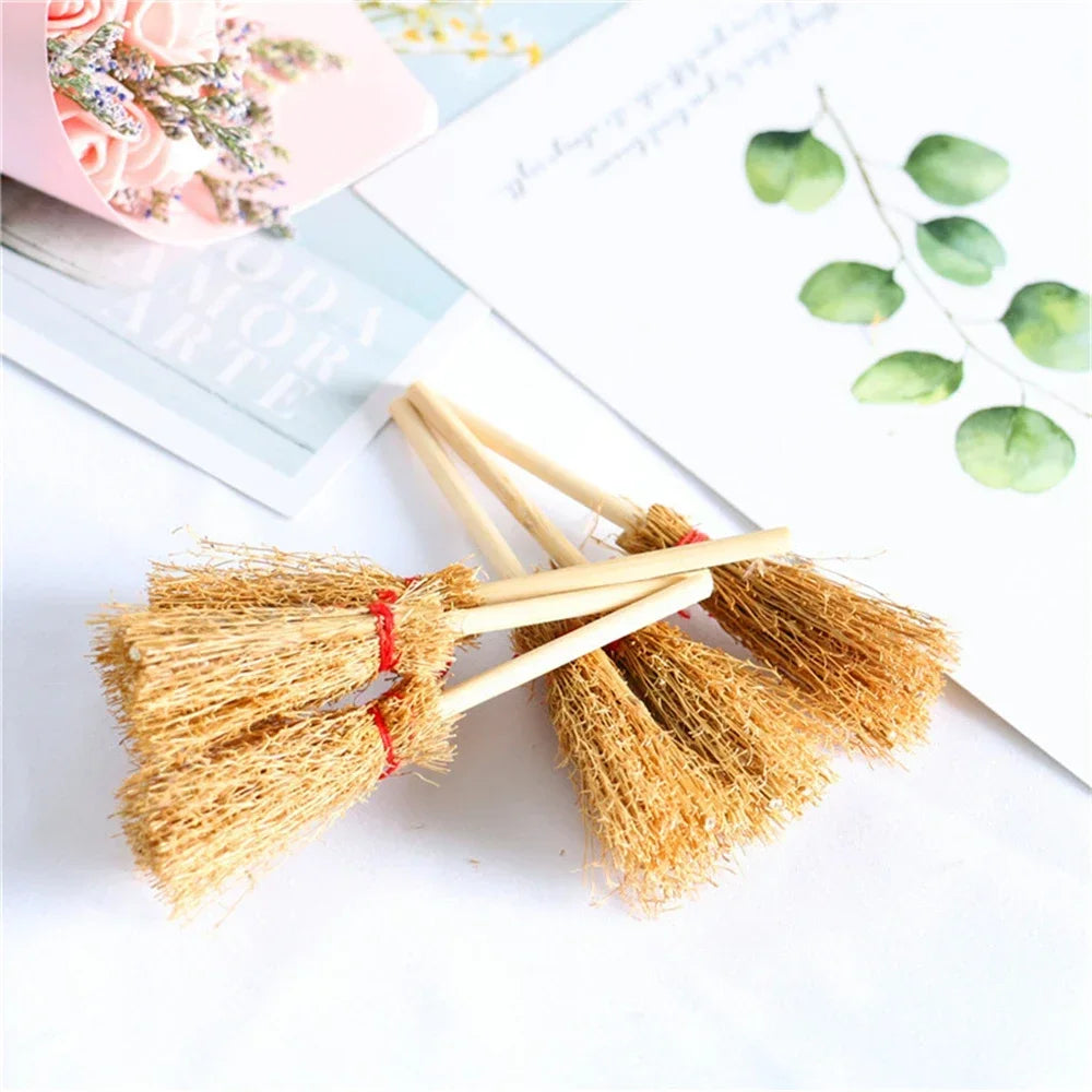 Mini Christmas Broom Scale Model Ornament 1:12 Dollhouse Miniature Besom Broomstick Simulation Models DIY Home Decor Craft Zpaxo 1