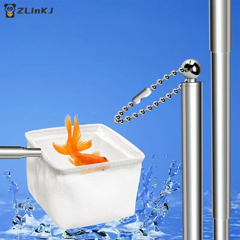 ▶1Pcs Fish Tank Cleaner Tool Aquarium Fish Net Stainless Steel Retractable Small Fish and Shrimp Nets Zpaxo