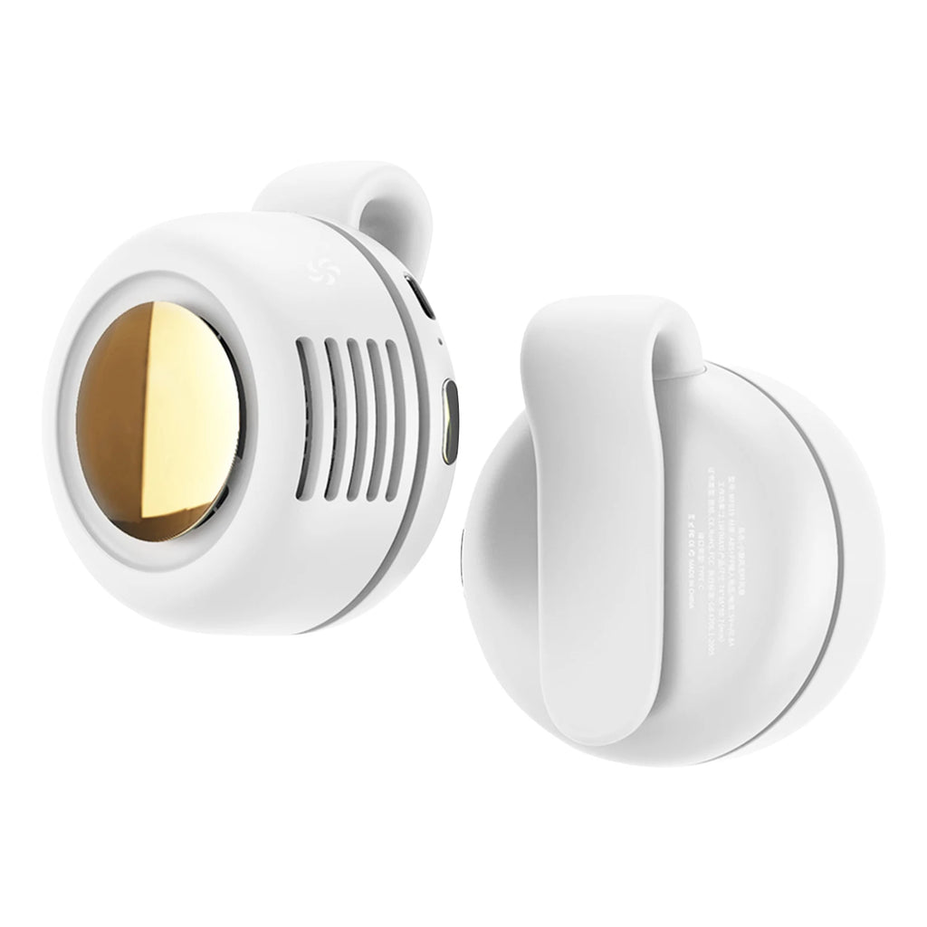 Mini Portable Clip Fan Handheld Waist Hanging Leafless Fan Small Whirlwind Fan Adjustable 3-Speed For Daily Outdoor Travel Zpaxo WHITE