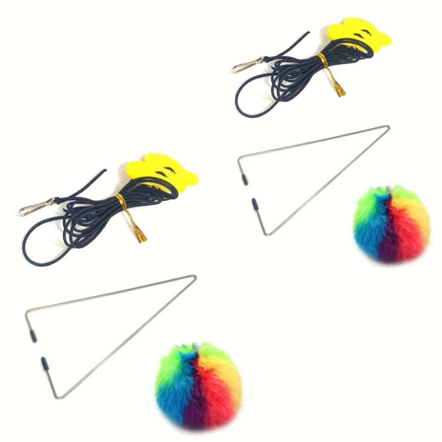 Interactive Cat Teaser Toy Adjustable Hanging Door Swing with Colorful Worms Plush for Indoor Cats Interactive Kitten Play Zpaxo 2 SET