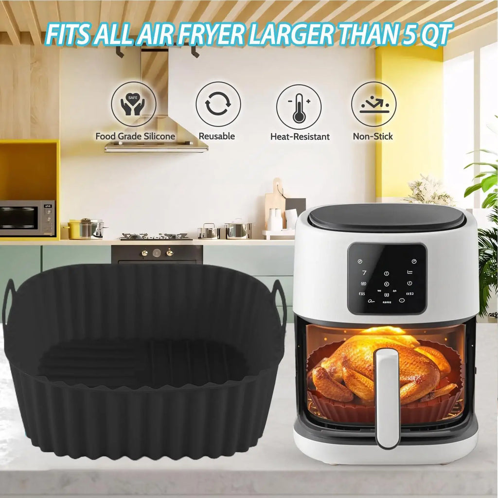 Silicone Air Fryer Liners Square Non Stick Reusable Basket Pizza