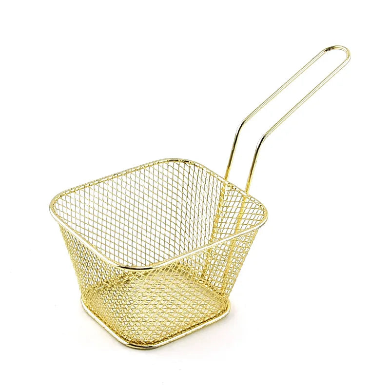 Hot Creative Fryers Basket Net Mesh Fries Chip Kitchen Tool Stainless Steel Fryer Home French Fries Baskets Strainer Zpaxo Gold