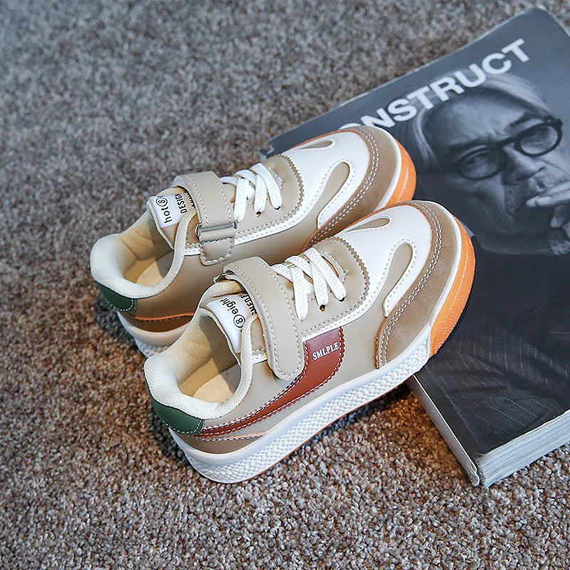 Spring Autumn Children Sneakers Boys Girls Low Help Skate Leather Zpaxo