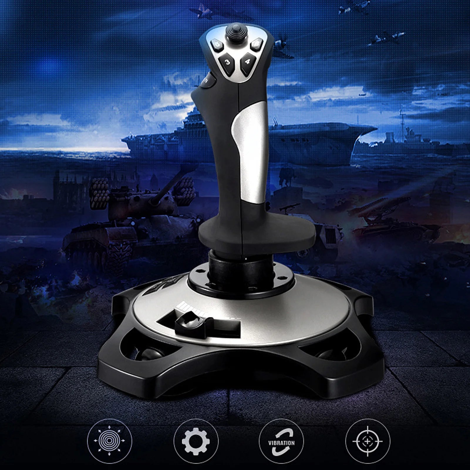 Flight Joystick Vibration Function Ergonomic Grip Professional