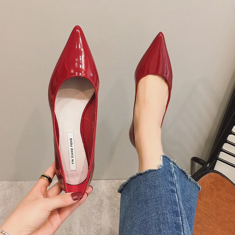 Flats Women's Shoes Yellow Net Brown Sugar Fruit Color Flat Shoes Shallow Pointed Flat Heels Women's Shoes Large Size 43 44 45 Zpaxo