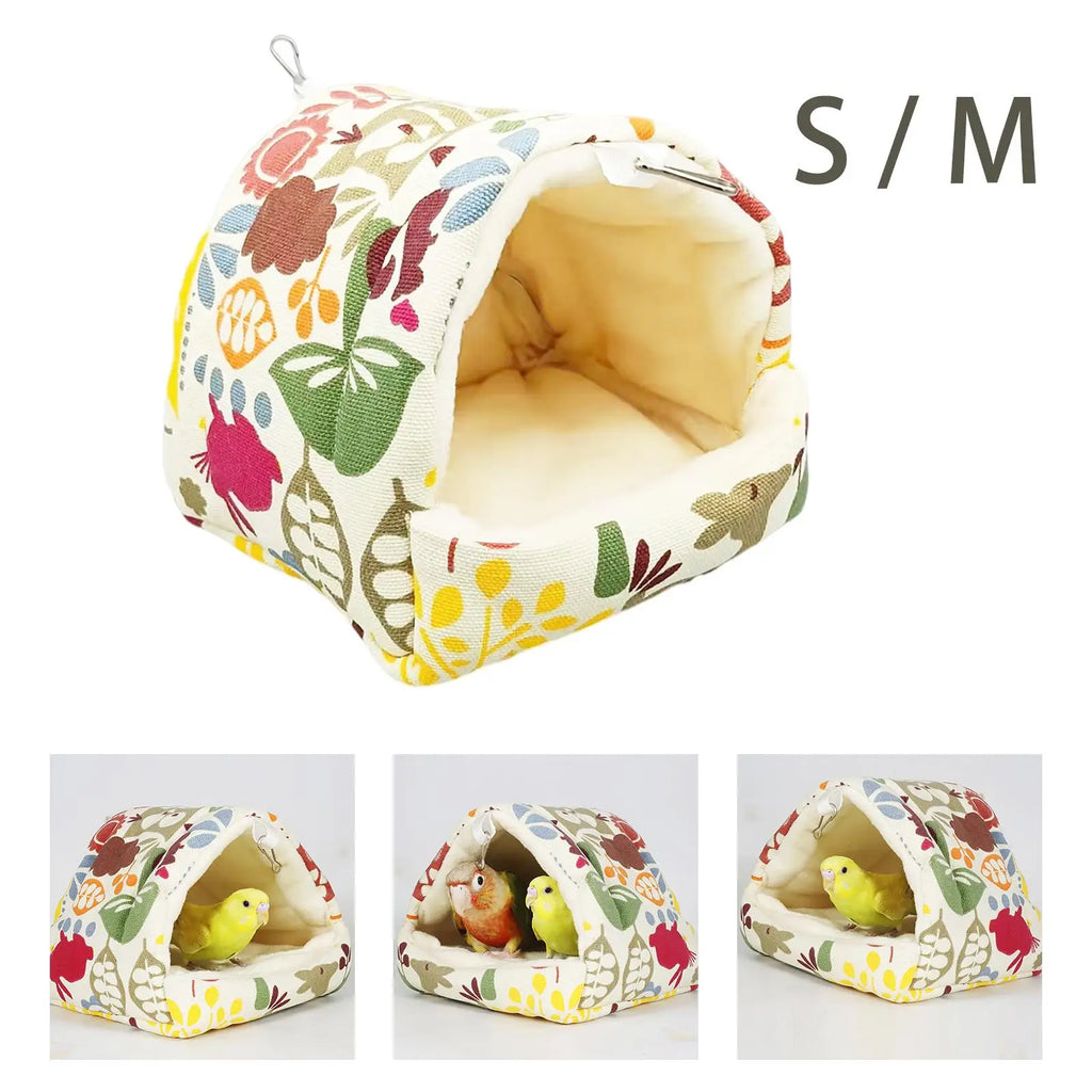 Plush Bird Hanging Nest Hammock Hut – Parrot Finch Lovebird Bed Bird Cage Nest Zpaxo
