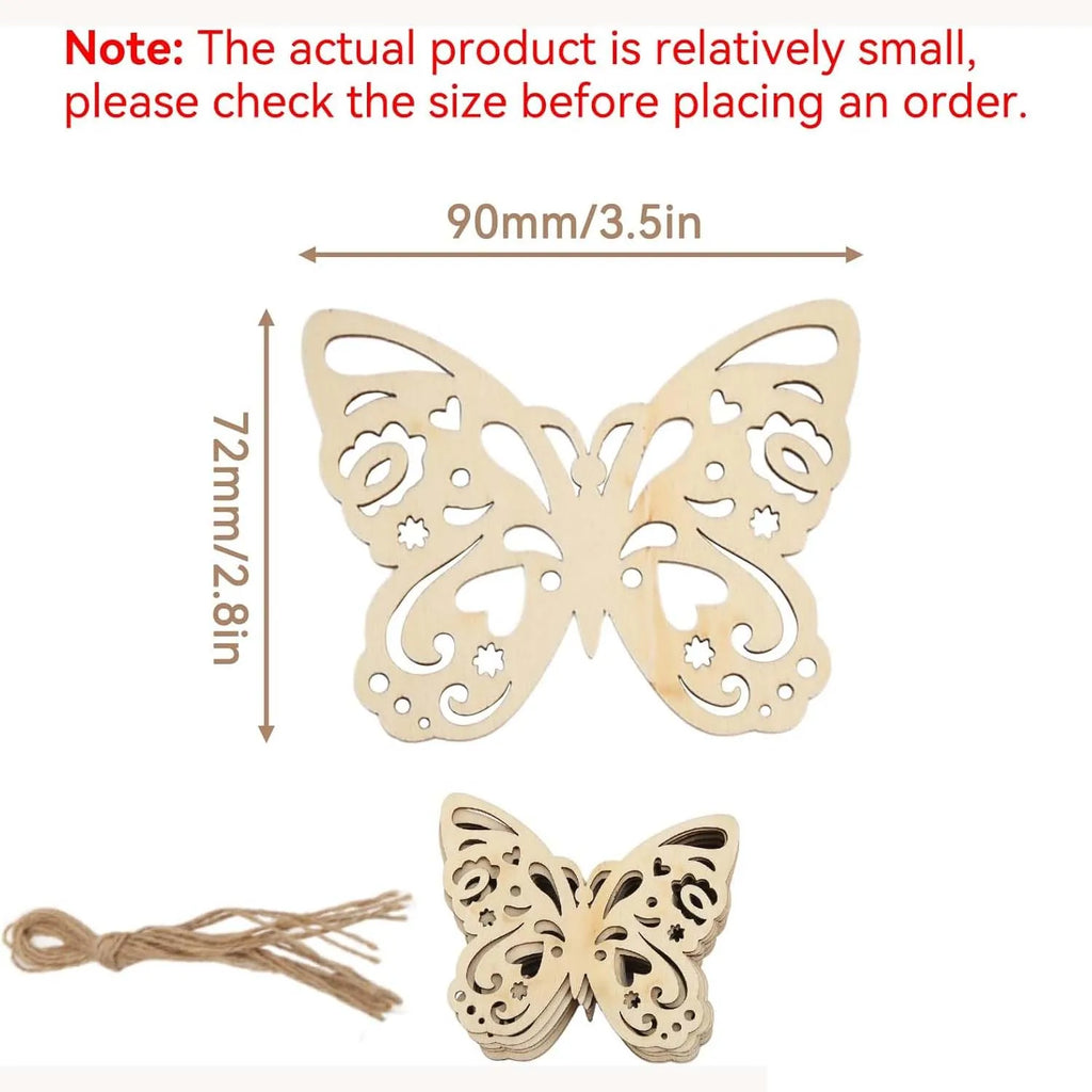 10pcs Unfinished Wooden Butterfly Blank, Wood Cutouts Hollow Butterfly Shaped Ornaments for DIY Art Crafts Home Decorations Zpaxo 10pcs