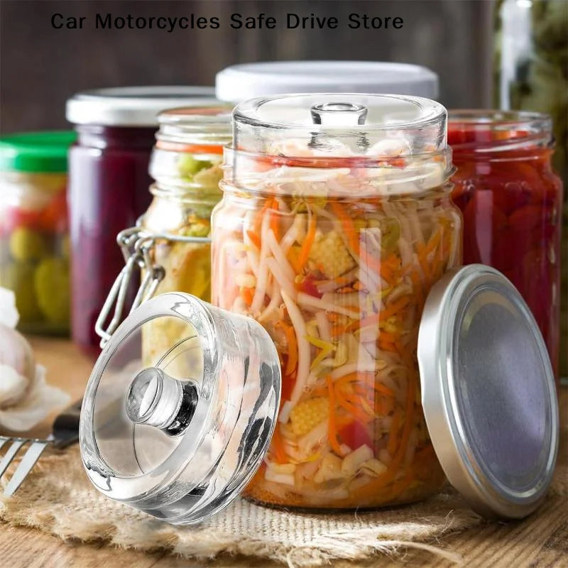 CM1pcs Fermented Glass Weights Wide Mouth Jars Lids Kitchen Gadgets