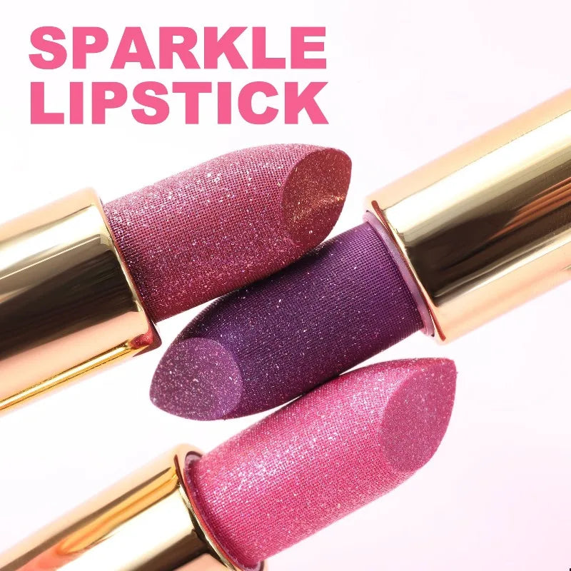 8 Colors Diamond Shimmer Lipstick Purple Metallic Glitter Pearlescent