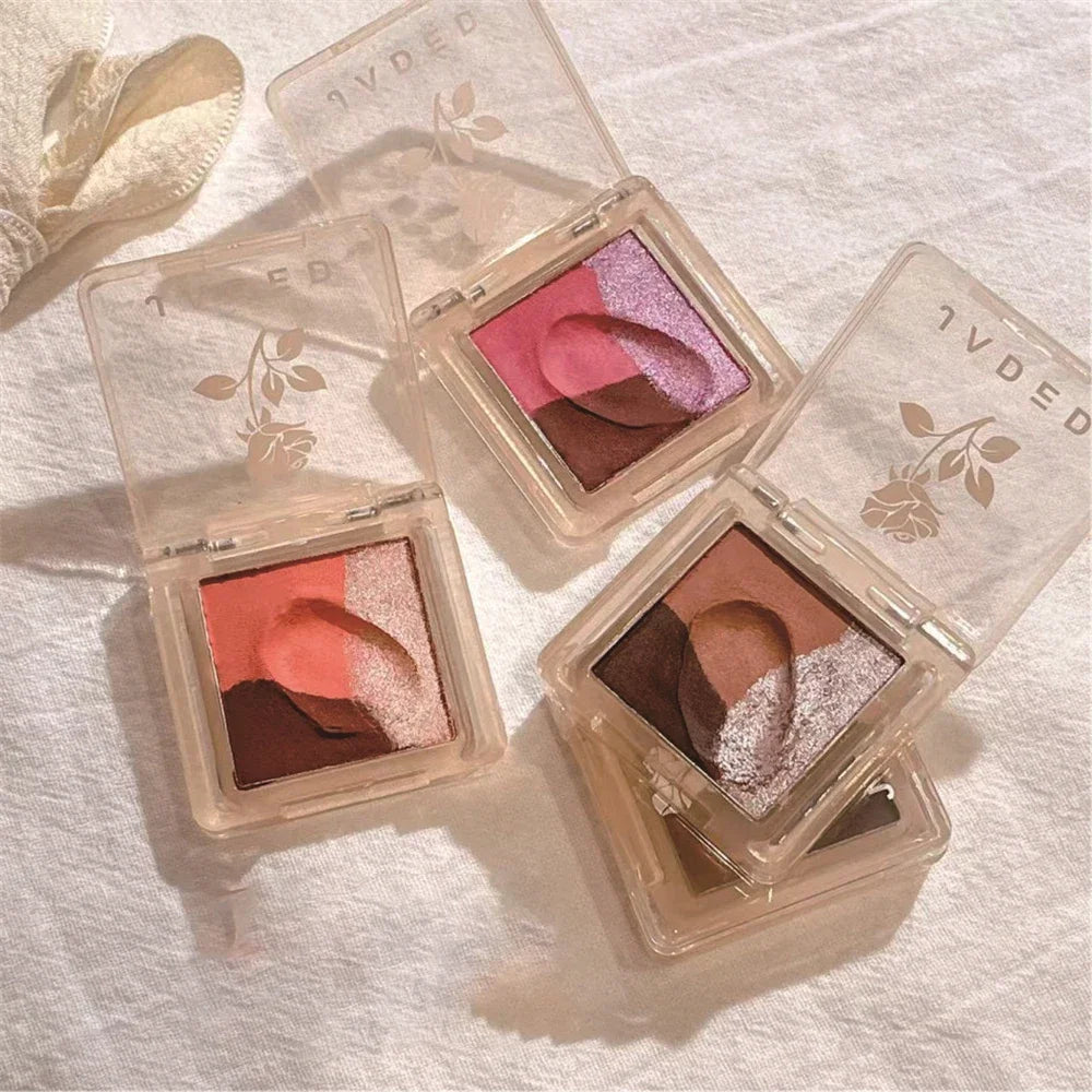 Gradient Tricolor Mashed Potato Eyeshadow Matte Makeup Palette Natural Highlight Glitter Face Illuminator Contouring Brighten Zpaxo