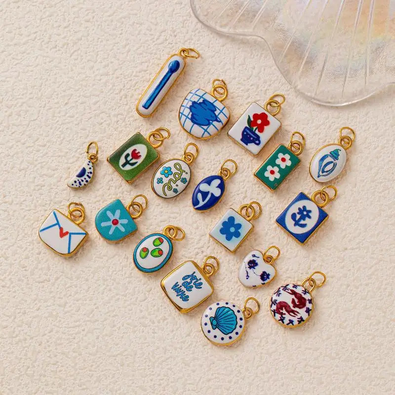 Stylish Stainless Steel Pendant Flower Pattern Shell Swallow Letter Zpaxo