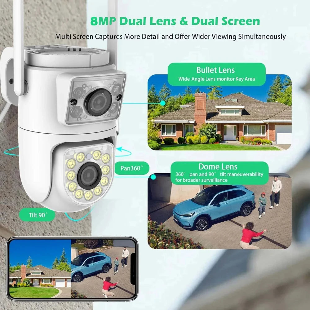 4K 8MP Tuya WiFi Camera HD 2.4G/5G Auto Tracking Outdoor PTZ Cameras Security Protection Video Surveillance Cam Google Home Zpaxo
