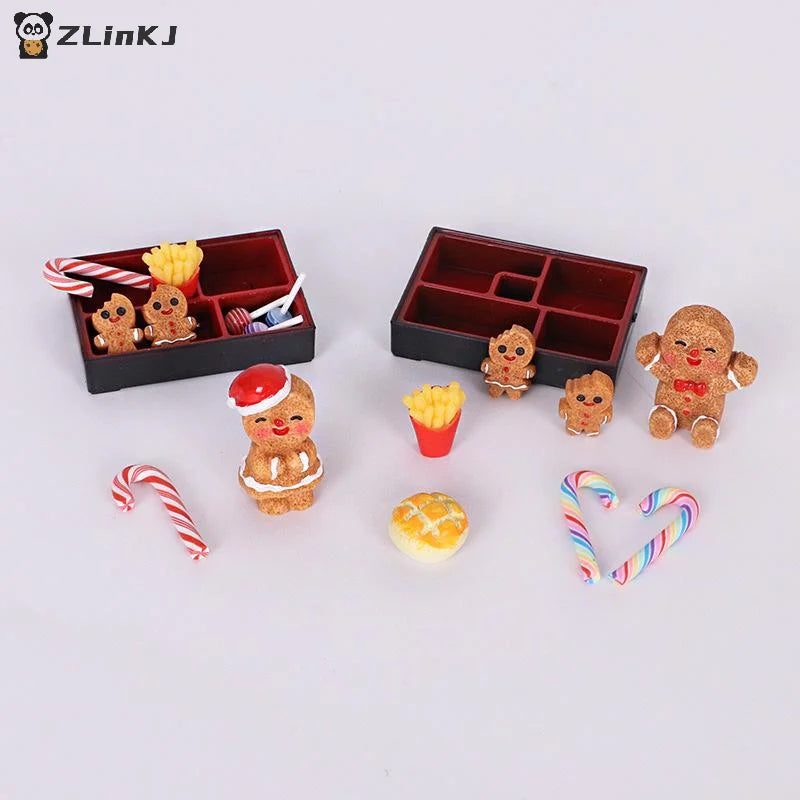 ▶8/10PCS Dollhouse Miniature Food Toy Candy Stick Biscuit Man Model Christmas Scene Box Ornaments DIY Decoration Zpaxo
