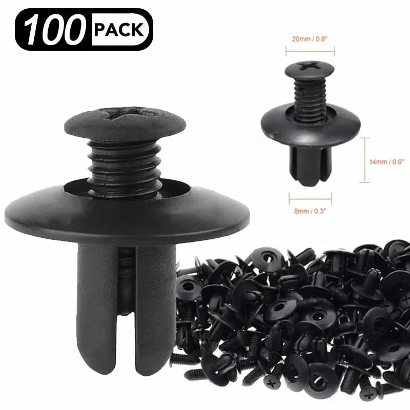 8mm Nylon Push Rivet Car Door Trim Panel Retainer Clips