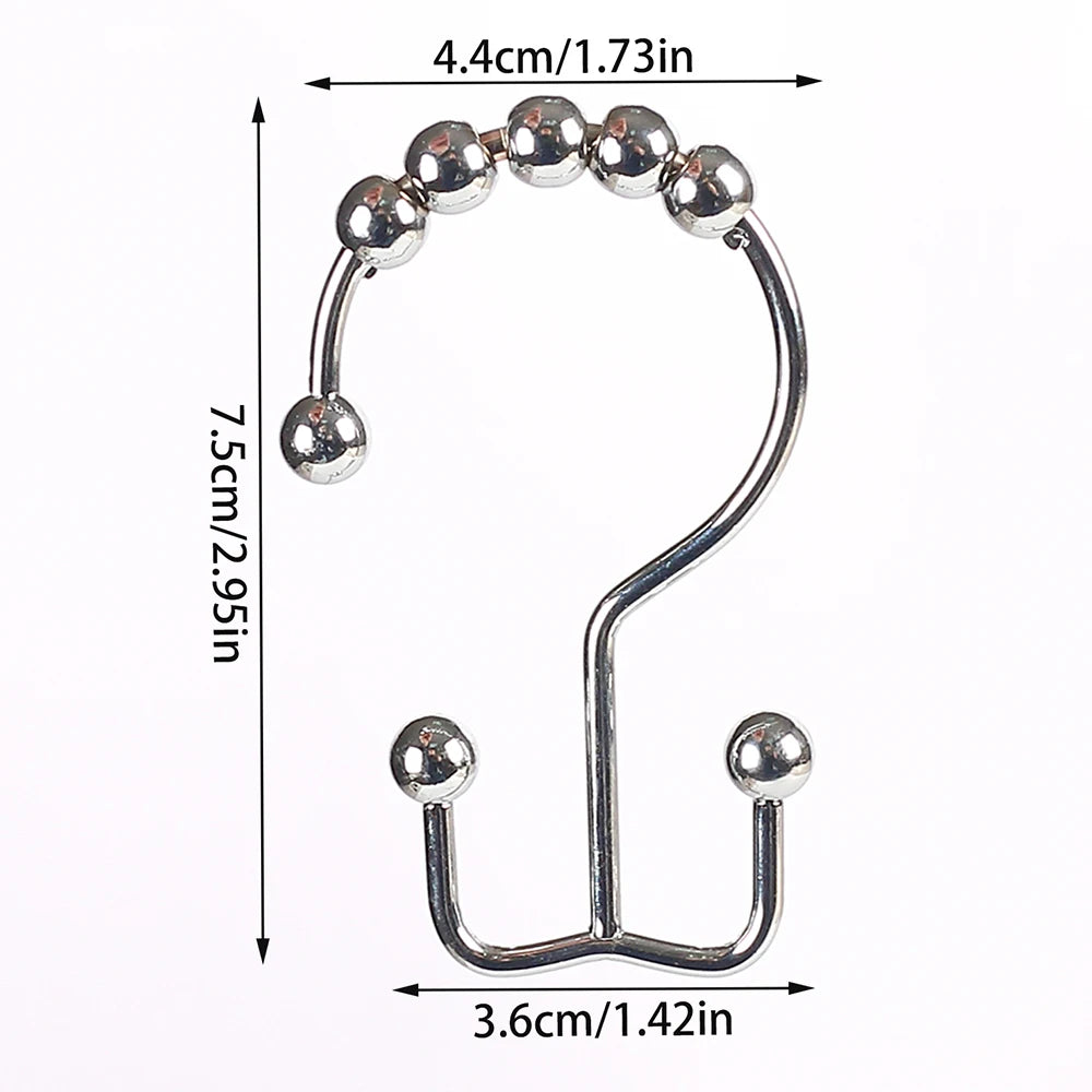 Shower Curtain Hooks Double Sided Bathroom Curtain Metal Hooks Rings for Bathroom Shower Rod Curtains Zpaxo 1Pc