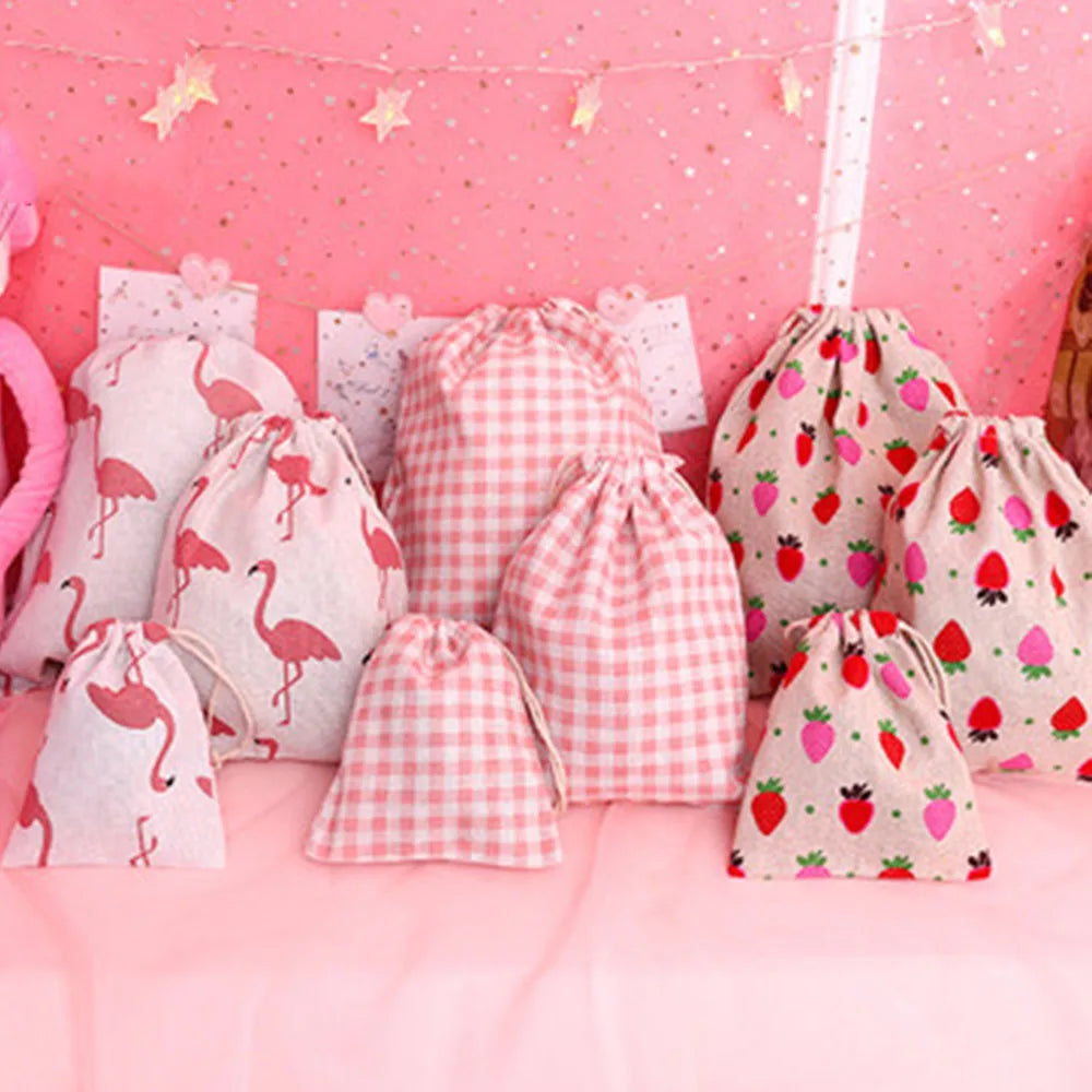 Cotton Linen Drawstring Gift Bags – Printed Storage Pouches Drawstring Storage Bag Zpaxo