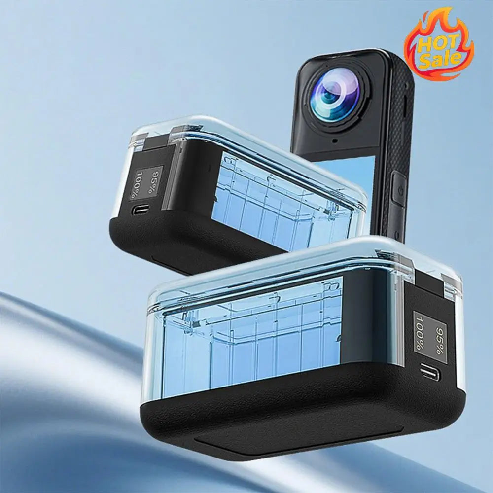 For Insta360 X5 Battery Charger Case USB-C Rechargeable Fast Charging Case Portable Battery Charger Action Camera Accessories Zpaxo