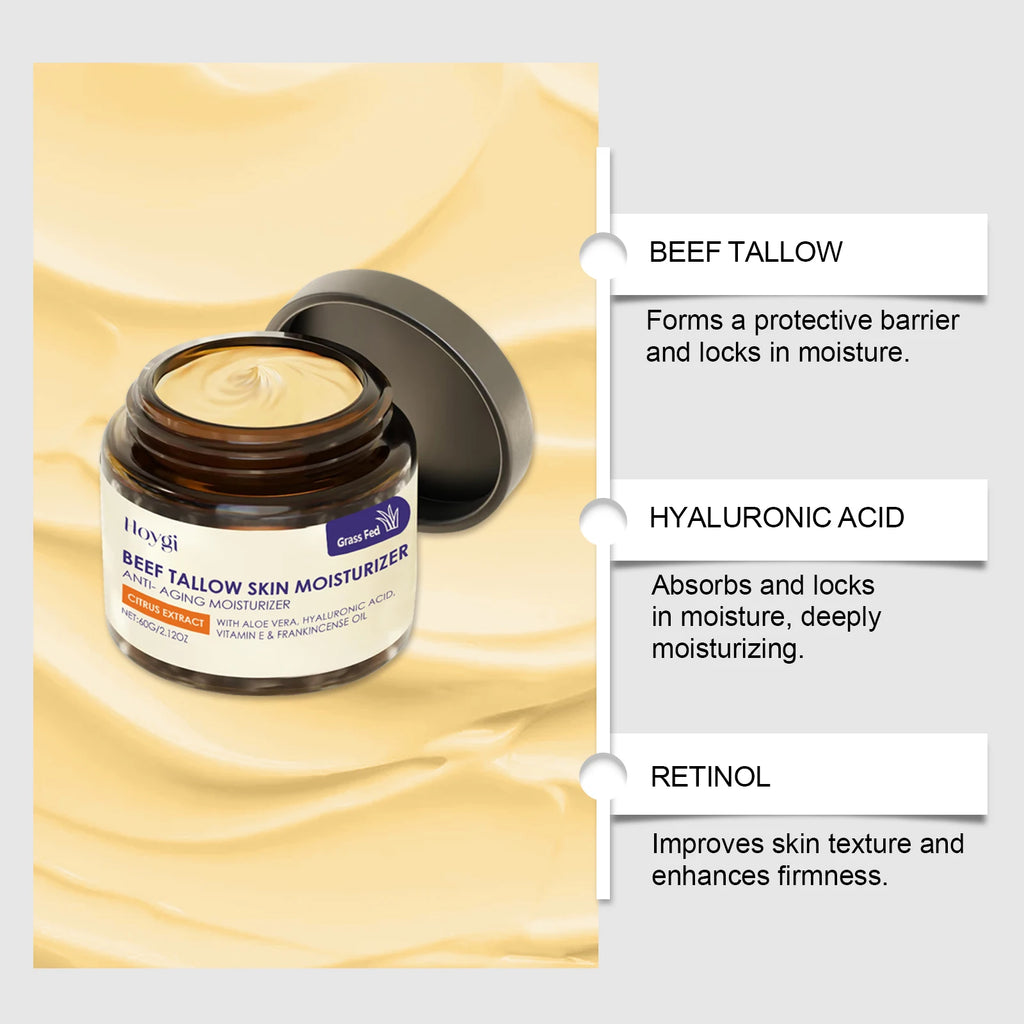 Cow Fat Moisturizing Cream Beef Tallow Honey Moisturizer Cream Brightening Rejuvenation Nourishing Hydratin Deeply Moisturizer Zpaxo