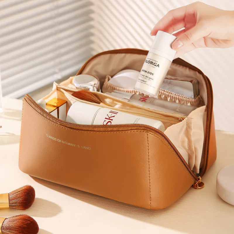 Makeup Organizer Female Toiletry Kit Bag Make Up Case Storage Pouch Luxury Lady Box, Cosmetic Bag, Organizer Bag for Travel Zip Zpaxo style 1 bag brown