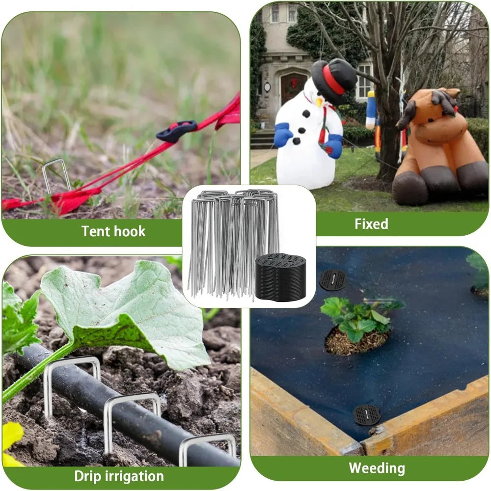 U-Shaped Garden Ground Pegs & Washers – 100 or 200 Pack