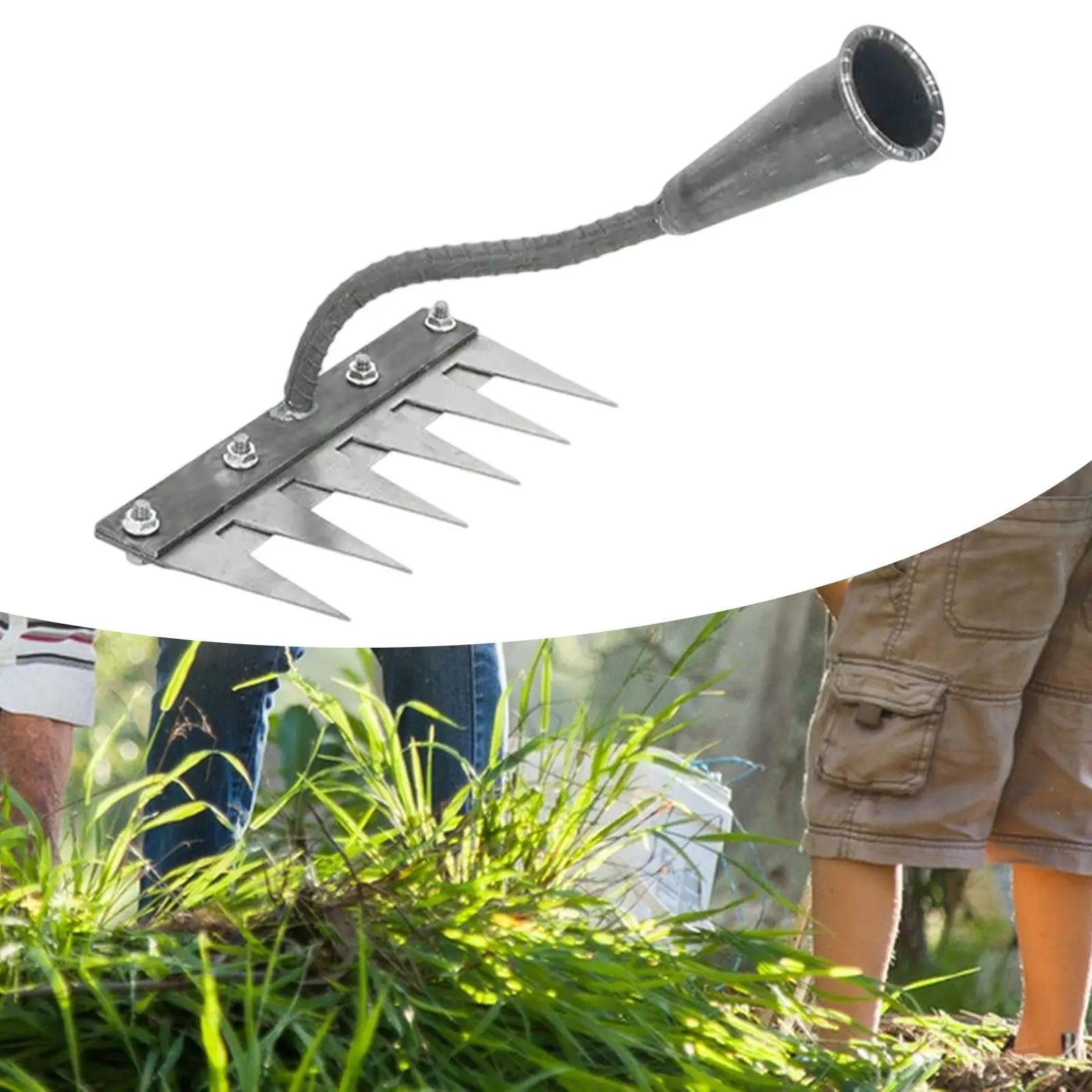 Garden Weeding Rake Sturdy Efficient Metal Practical Convenient Heavy Duty for Yard Cultivating Gardening Landscapers Homeowners Zpaxo 6 Teeth