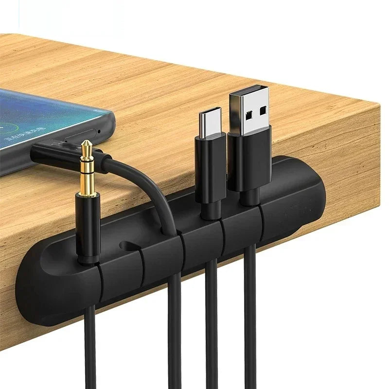 L16 Cable Organizer Silicone USB Winder Desktop Tidy Management Clips Zpaxo