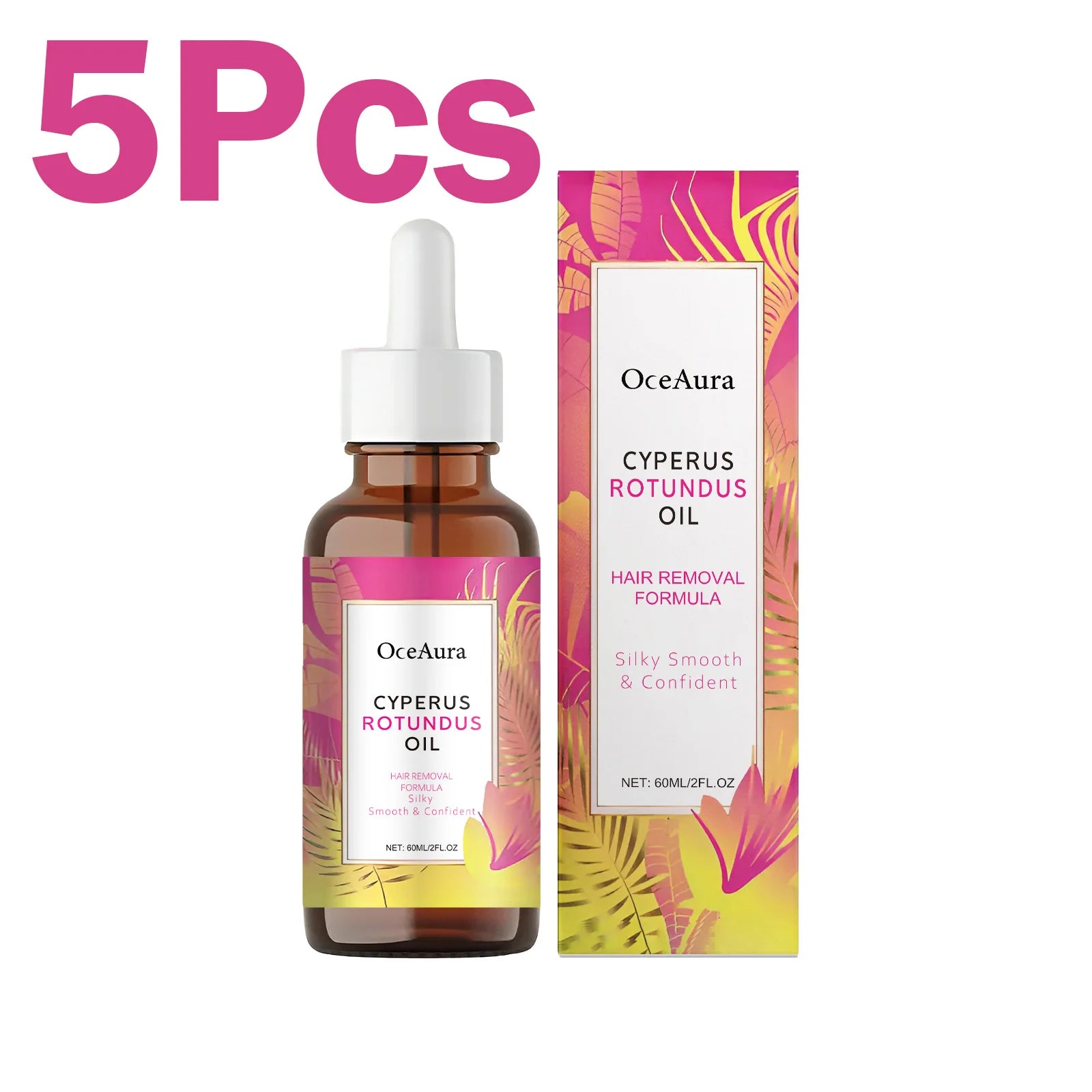 OceAura Cyperus Rotundus Hair Inhibitor Depilatory Oil 60ml Hair Inhibitor Oil Zpaxo 5 x 60ml Boxed