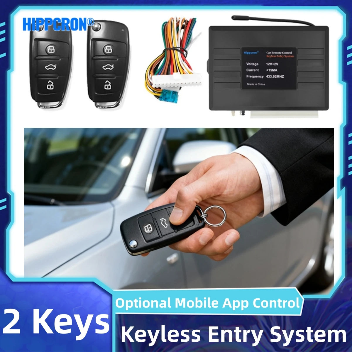 HIPPCRON Universal Car Alarm Systems Remote Central Door Lock Keyless
