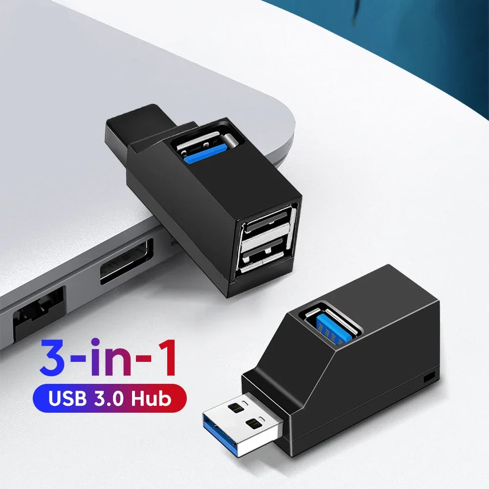 Mini 3 Port USB 0 Hub Splitter 5Gbps Speed Expander Adapter Portable Zpaxo