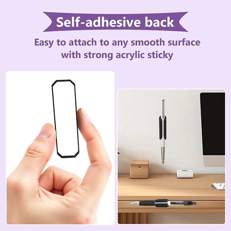 Self-Adhesive Silicone Pen Clip Holder – 2-Pack Desk Organizer Pen Clip Holder Zpaxo