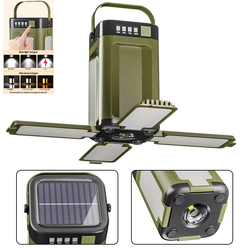Solar LED Camping Lantern – Type-C USB Power Bank Light
