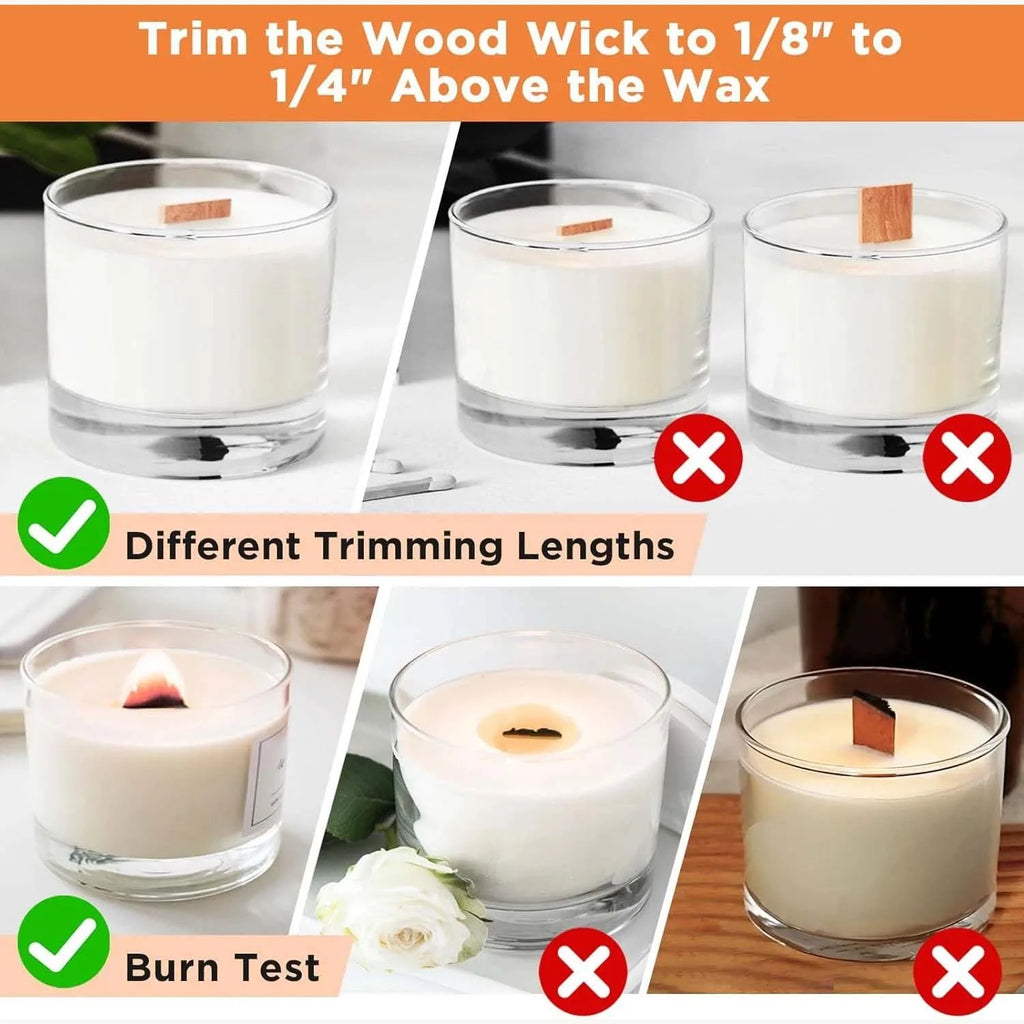 50pcs Set Wooden Candles Wick DIY Candle Making Kit Smokeless Candle Core with Clip Base Handmade Candle Wood Core Candlewick Zpaxo