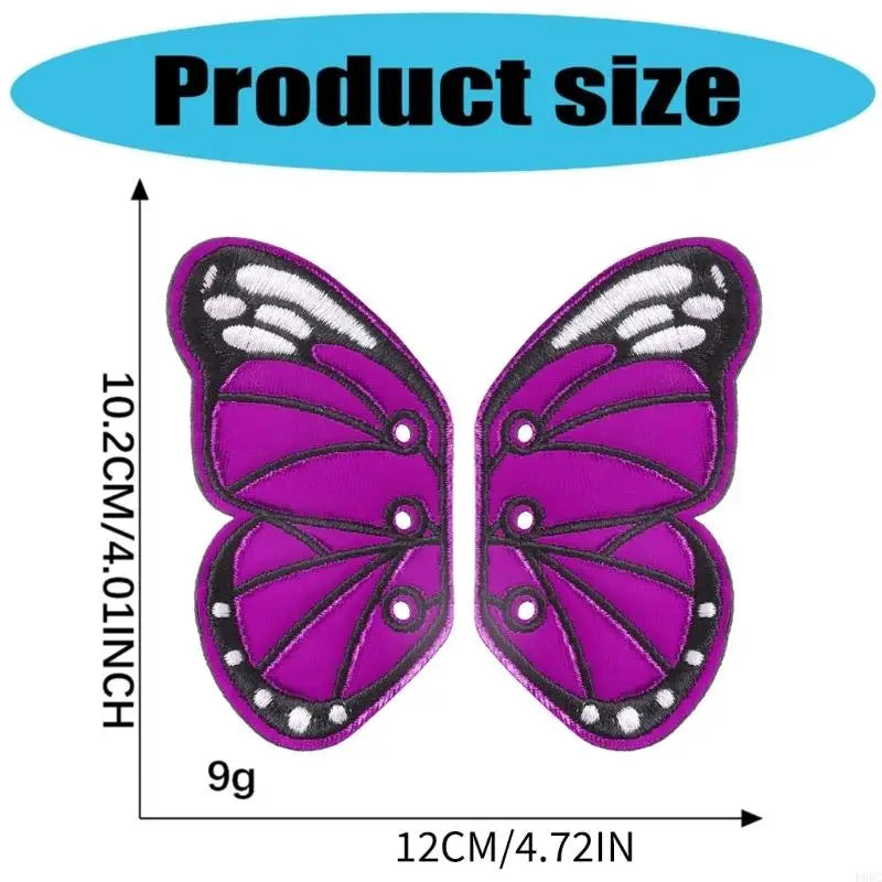 1 Pair Sewing Patches Iron On Patches Butterfly Wing Embroidery Patches for Bag Zpaxo