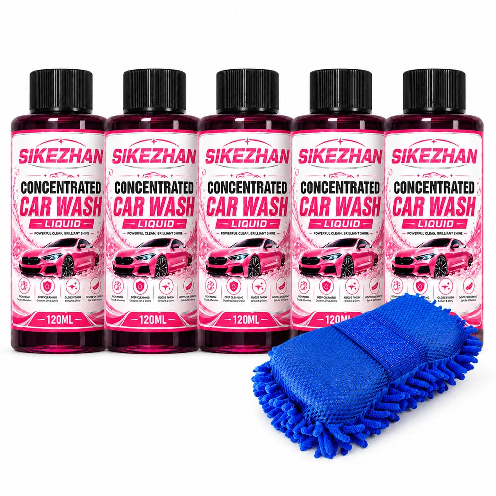 SIKEZHAN 3Pcs Car Wash Liquid with Microfiber Wash Mitt High Foam Auto Shampoo Vehicle Exterior Cleaner for Car Motorcycle Care Zpaxo SET 2