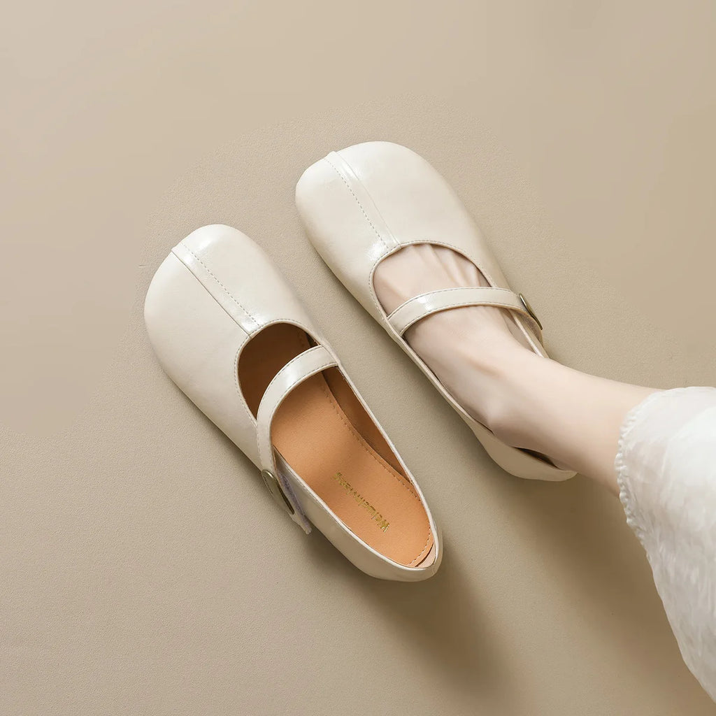 Flat Shoes for Women Spring and Autumn 2025 Round Toe New Style Square Toe Mary Jane Shoes Plus Size Women's Shoes Ladies Zpaxo