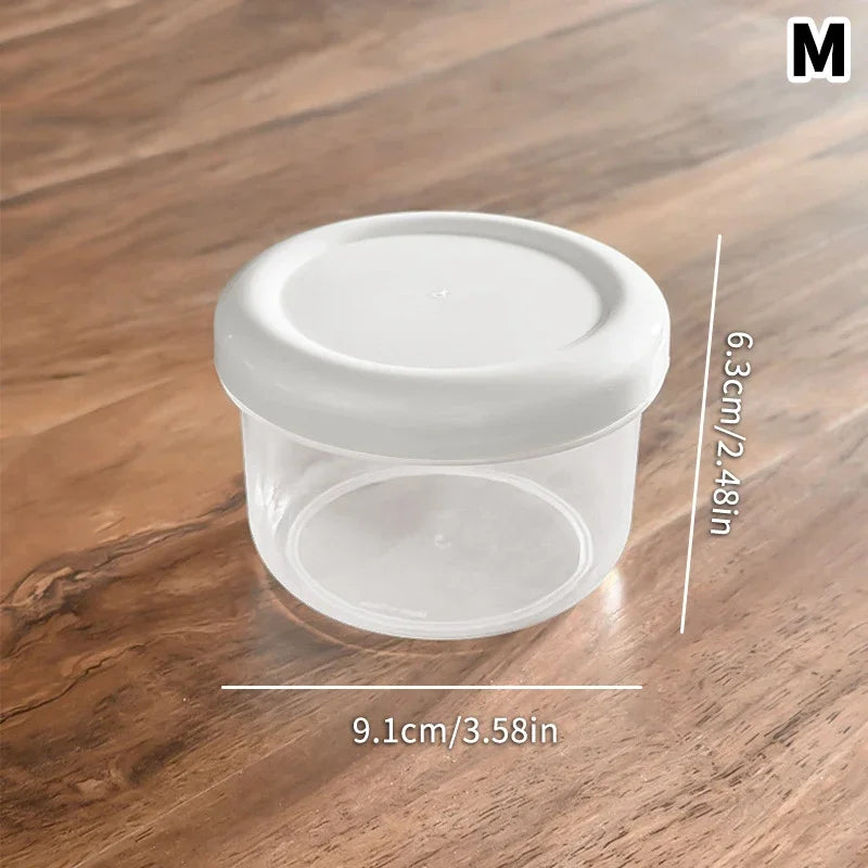 Portable Round Refrigerator Storage Box Food Containers Plastic Fresh-Keeping Box With Lid Portable Storage Box Kitchen Case Zpaxo M White